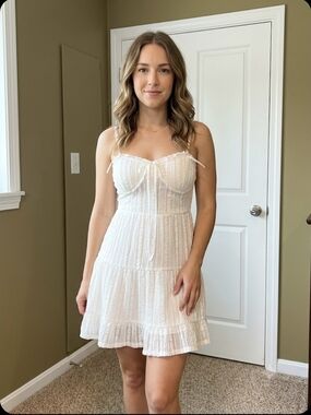 Derek Heart White Tie-Shoulder Mini Sundress